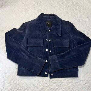 7 For All Mankind Woman’s Navy Suede Jacket Size M